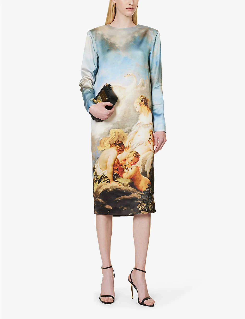 Roberto Cavalli Graphic-print Long-sleeved Satin Midi Dress 2 Roberto Cavalli Graphic-print Long-sleeved Satin Midi Dress - Image 2