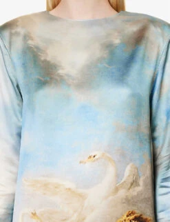 Roberto Cavalli Graphic-print Long-sleeved Satin Midi Dress 9 Roberto Cavalli Graphic-print Long-sleeved Satin Midi Dress -Ted Bakee Clothing Shop R04180662 MULTICOLOUR ALT04