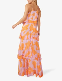 Savannah Floral-print Crepe Maxi Dress -Ted Bakee Clothing Shop R04181104 LILAC ALT02