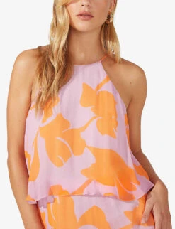 Savannah Floral-print Crepe Maxi Dress -Ted Bakee Clothing Shop R04181104 LILAC ALT03