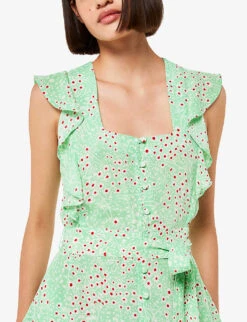 Whistles Sophie Daisy Meadow Floral-print Woven Midi Dress -Ted Bakee Clothing Shop R04181215 MULTICOLOURED ALT04