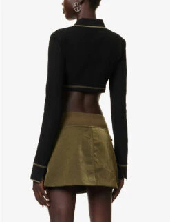 Dion Lee Shrunken Cut-out Cropped Cotton Top -Ted Bakee Clothing Shop R04181836 BLACK ALT03