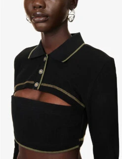 Dion Lee Shrunken Cut-out Cropped Cotton Top -Ted Bakee Clothing Shop R04181836 BLACK ALT04