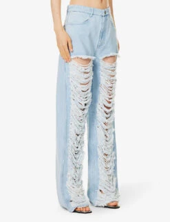 Dion Lee Frayed Cut-out Straight Mid-rise Jeans 7 Dion Lee Frayed Cut-out Straight Mid-rise Jeans -Ted Bakee Clothing Shop R04181839 CYAN ALT02