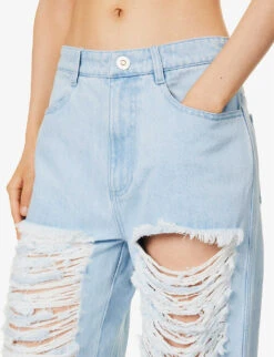 Dion Lee Frayed Cut-out Straight Mid-rise Jeans 9 Dion Lee Frayed Cut-out Straight Mid-rise Jeans -Ted Bakee Clothing Shop R04181839 CYAN ALT04