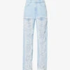 Dion Lee Frayed Cut-out Straight Mid-rise Jeans