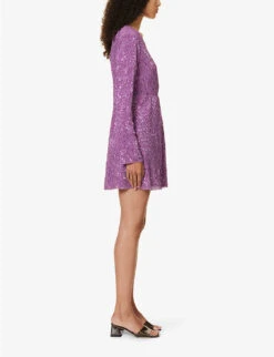 Stine Goya Noelia Sequin-embellished Mini Dress -Ted Bakee Clothing Shop R04183752 ORCHID ALT02
