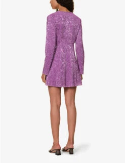 Stine Goya Noelia Sequin-embellished Mini Dress -Ted Bakee Clothing Shop R04183752 ORCHID ALT03