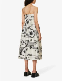 Stine Goya Abby Abstract-print Recycled Polyester-blend Midi Dress -Ted Bakee Clothing Shop R04183757 MOVINGFLOWERS ALT03