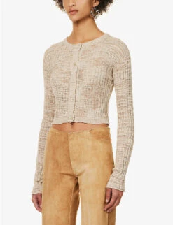 Acne Studios Kiko Semi-sheer Linen-blend Cardigan -Ted Bakee Clothing Shop R04184374 COLDBEIGE ALT02