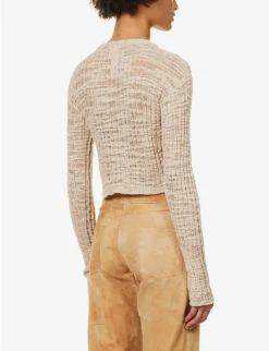 Acne Studios Kiko Semi-sheer Linen-blend Cardigan -Ted Bakee Clothing Shop R04184374 COLDBEIGE ALT03