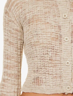 Acne Studios Kiko Semi-sheer Linen-blend Cardigan -Ted Bakee Clothing Shop R04184374 COLDBEIGE ALT04