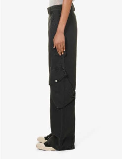 Acne Studios Potina Faded-wash Wide-leg Mid-rise Cotton Trousers -Ted Bakee Clothing Shop R04184379 WASHEDBLACK ALT02