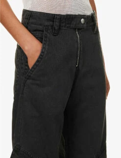 Acne Studios Potina Faded-wash Wide-leg Mid-rise Cotton Trousers -Ted Bakee Clothing Shop R04184379 WASHEDBLACK ALT04