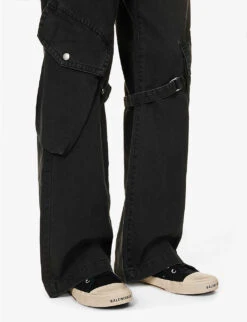 Acne Studios Potina Faded-wash Wide-leg Mid-rise Cotton Trousers -Ted Bakee Clothing Shop R04184379 WASHEDBLACK ALT05