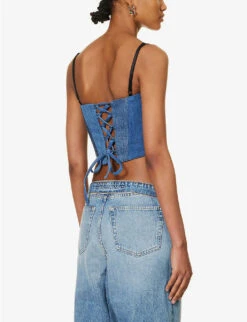 Polka Slim-fit Denim Top -Ted Bakee Clothing Shop R04185908 UPCYCLEDDENIM ALT03