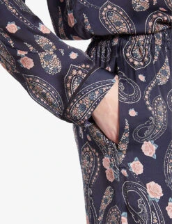 THE KOOPLES Paisley-print Straight-leg High-rise Woven Trousers -Ted Bakee Clothing Shop R04186175 BLACKPINK ALT04