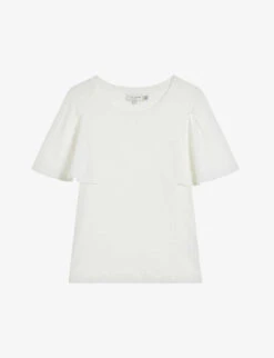 Ted Baker Hallenn Ruffle-sleeve Regular-fit Cotton-linen Blend T-shirt
