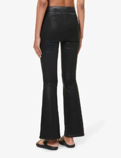 FRAME The Jetset Flared High-rise Stretch-denim Jeans -Ted Bakee Clothing Shop R04187453 NOIRCOATED ALT03
