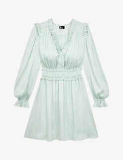 THE KOOPLES Ruffled Shirred Satin Mini Dress