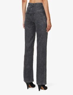 Isabel Marant Etoile Belvira Faded-wash Flared-leg High-rise Woven Jeans -Ted Bakee Clothing Shop R04188810 GREY ALT03