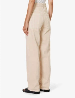 Isabel Marant Etoile Vimala Straight-leg Mid-rise Cotton Trousers -Ted Bakee Clothing Shop R04188813 ECRU ALT03