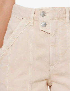 Isabel Marant Etoile Vimala Straight-leg Mid-rise Cotton Trousers -Ted Bakee Clothing Shop R04188813 ECRU ALT04