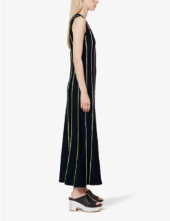 Daan Striped Wool Midi Dress 7 Daan Striped Wool Midi Dress -Ted Bakee Clothing Shop R04189128 IVORYNAVYMULTI ALT02