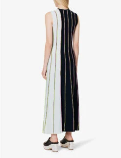 Daan Striped Wool Midi Dress 8 Daan Striped Wool Midi Dress -Ted Bakee Clothing Shop R04189128 IVORYNAVYMULTI ALT03