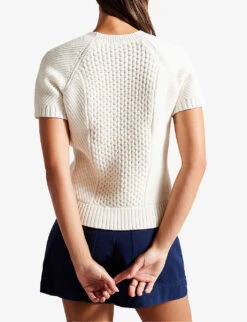 Ted Baker Leiygh Cable-knit Cotton-blend Jumper -Ted Bakee Clothing Shop R04189293 WHITE ALT02