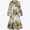 Ted Baker Maylily High-neck Floral-print Linen Midi Dress