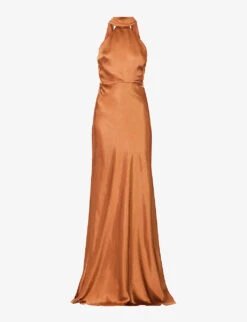 Halterneck Slim-fit Satin Maxi Dress