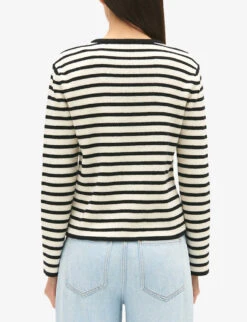 CLAUDIE PIERLOT Milou Two-tone Stripe Wool-blend Cardigan -Ted Bakee Clothing Shop R04189943 DIVERS ALT03