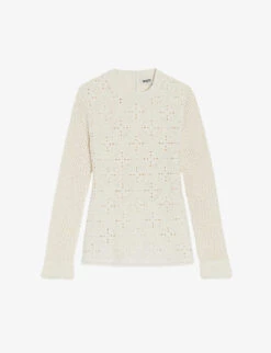 CLAUDIE PIERLOT Round-neck Openwork-detail Knitted Jumper