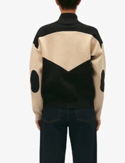 CLAUDIE PIERLOT Minimum Logo-embroidered Half-zip Jersey Sweatshirt -Ted Bakee Clothing Shop R04190091 BLEUS ALT03