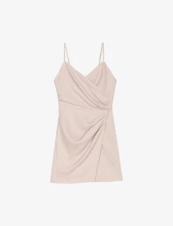 Maje Rosta Draped Stretch-linen Blend Mini Dress
