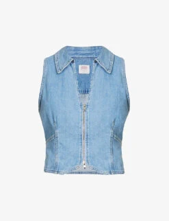 Levis Lilou V-neck Cotton And Hemp-blend Denim Vest
