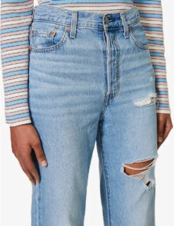 Levis Ribcage Distressed Straight-leg High-rise Jeans -Ted Bakee Clothing Shop R04191397 Z5993MEDIUMINDIGO ALT04