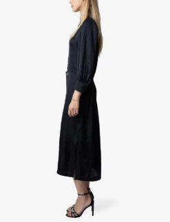 Zadig & Voltaire Relinda Ruffle-trim Satin Maxi Dress -Ted Bakee Clothing Shop R04191941 ENCRE ALT02
