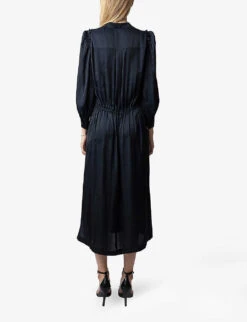 Zadig & Voltaire Relinda Ruffle-trim Satin Maxi Dress -Ted Bakee Clothing Shop R04191941 ENCRE ALT03