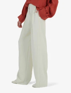Straight-leg High-rise Woven Trousers 7 Straight-leg High-rise Woven Trousers -Ted Bakee Clothing Shop R04194011 OFFWHITE ALT02