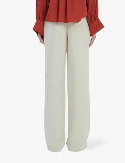 Straight-leg High-rise Woven Trousers 8 Straight-leg High-rise Woven Trousers -Ted Bakee Clothing Shop R04194011 OFFWHITE ALT03