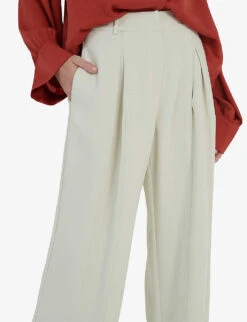 Straight-leg High-rise Woven Trousers 9 Straight-leg High-rise Woven Trousers -Ted Bakee Clothing Shop R04194011 OFFWHITE ALT04