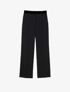 Sandro Poete Velvet-waistband Straight-leg Stretch-woven Trousers