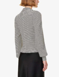 ME AND EM Stripe-pattern Slim-fit Cotton-knit Top -Ted Bakee Clothing Shop R04194847 BLACKCREAM ALT03