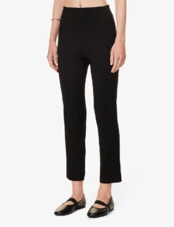 ME AND EM Split-hem Tapered-leg High-rise Stretch-woven Trousers -Ted Bakee Clothing Shop R04194857 BLACK ALT02