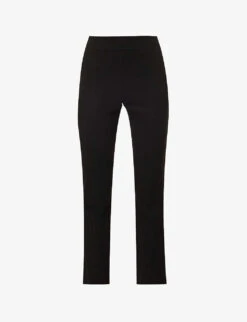 ME AND EM Split-hem Tapered-leg High-rise Stretch-woven Trousers