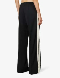 Palm Angels Brand-typography Contrast-tape Woven Jogging Bottoms -Ted Bakee Clothing Shop R04195287 BLACKOFFWHITE ALT03