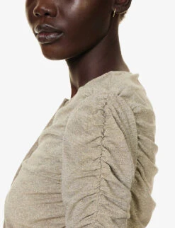 Palm Angels Ruched Slim-fit Stretch-woven Cardigan -Ted Bakee Clothing Shop R04195292 GOLD ALT05