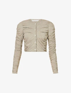 Palm Angels Ruched Slim-fit Stretch-woven Cardigan